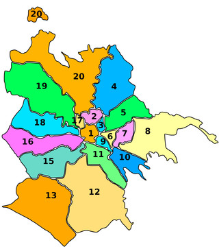 Carte des arrondissements de Rome