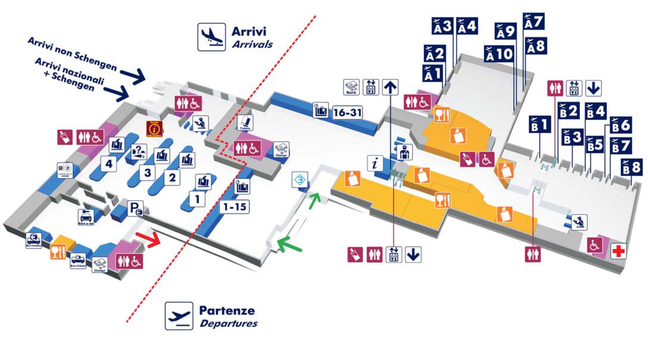 Plan et carte des aéroports et terminaux de Rome