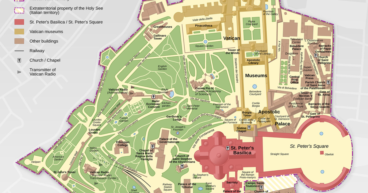 Plan Et Carte Des Monuments Et Bâtiments De La Cité Du Vatican