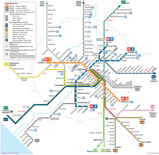 Carte du reseau de train urbain de Rome