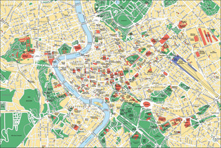 Carte touristique des musées, lieux touristiques, sites touristiques, attractions et monuments de Rome